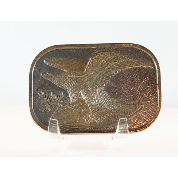 Flying Eagle Silver Belt Buckle With Gold Overtones 1990s Vintage USA Made 1574 - Picture 1 of 2